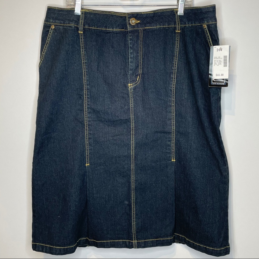 JUST BLU Denim Jean Skirt Back Slit NWT 20